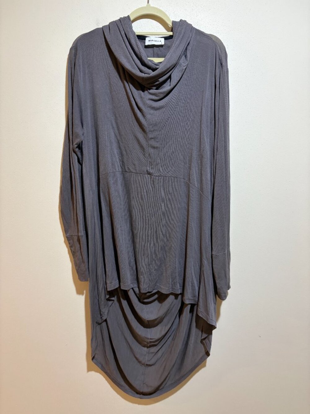 Marcella Oslo Tunic Sheer European Jersey Hooded Tunic Anthracite Long Sleeve - Picture 3 of 16